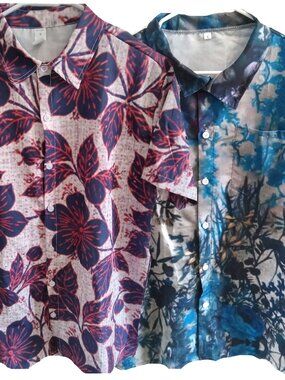 2 Summer Mens short sleeve button down floral pattern shirts M